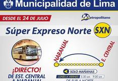 Metropolitano: Súper Expreso Norte ampliará servicio desde lunes