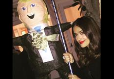 Instagram: Salma Hayek lista para romper piñata de Donald Trump 