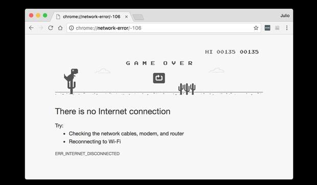 Metade da internet só encontrou o T-Rex do Chrome nesta terça (8)