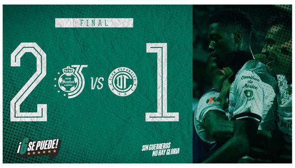 Santos Laguna jugó un primer tiempo muy irregular, pero se repuso en el complemento para quedarse con el partido ante Toluca en el Estadio Corona. (Foto: Santos Laguna)