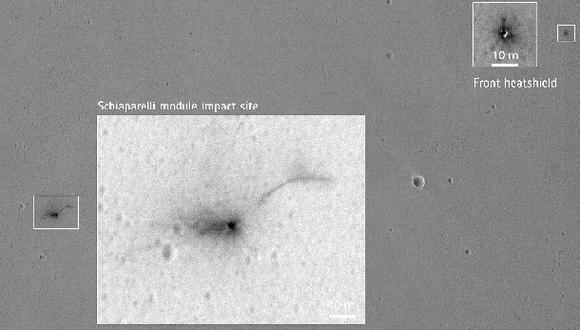 Módulo Schiaparelli dejó un cráter en Marte al estrellarse