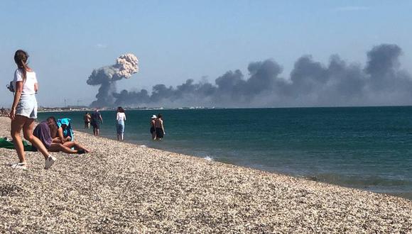 Una de las explosiones en Crimea, Ucrania. (Captura de video).