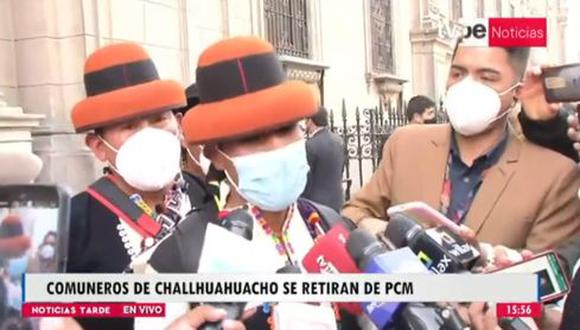 Así lo dio a conocer vocero de la comunidad de Fuerabamba a su salida de reunión en PCM. Agregó que “sí hay avances” y que mañana asistirán a un nuevo encuentro desde las 10 a.m. (Foto: captura de video)