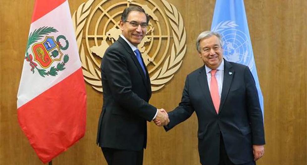 Martín Vizcarra se reunió con máximo representante de la ONU en Estados Unidos. (Foto: Twitter)