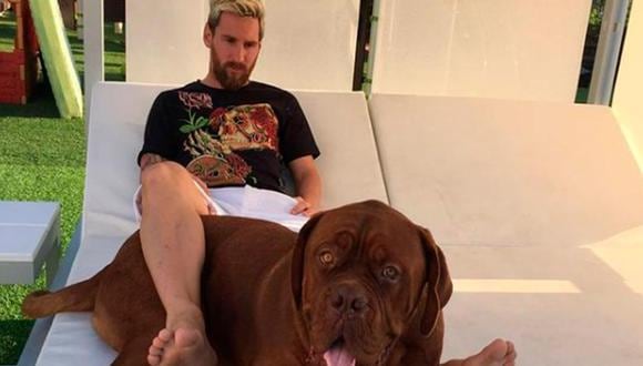 Lionel Messi con Hulk, el perro de raza Dogo de Burdeos | Foto: Captura Instagram.