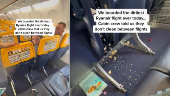 En esta imagen se aprecia el momento en que unas personas descubrieron que el avión con el que iban a viajar estaba sucio. (Foto: @scottandsals / TikTok)