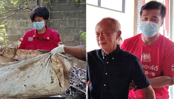 El anciano cremó a su esposa tras 21años en los que mantuvo el cadáver embalsamado en su hogar.| Foto: Phet Kasem Bangkok