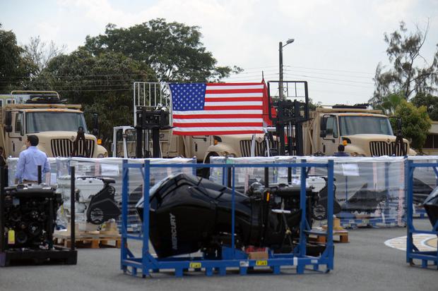 View of the equipment donated by the United States to the Armed Forces of Ecuador during a ceremony at the Huancavilca military fort in Guayaquil, on January 25, 2024. (Photo by Gerardo MENOSCAL / AFP).