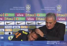 Neymar llora en conferencia de prensa y Tite tiene que consolarlo