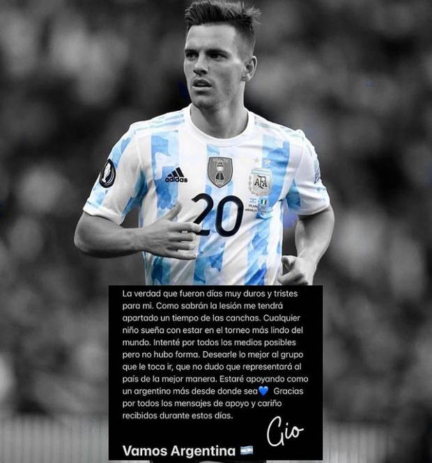 Giovani Lo Celso left a message for missing Qatar 2022 with Argentina. (Photo: Instagram)