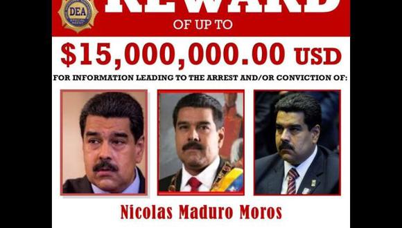 Estados Unidos ofrece una recompensa de 15 millones de dólares por información que lleve a la captura del presidente de Venezuela Nicolás Maduro para juzgarlo por narcotráfico. (Reuters).
