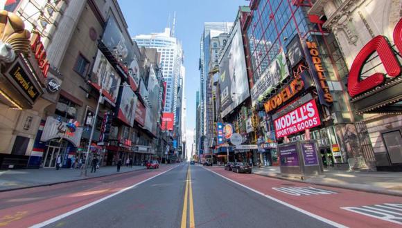 Imagen de una calle de Nueva York vacía durante la pandemia en 2020. (Getty Images).