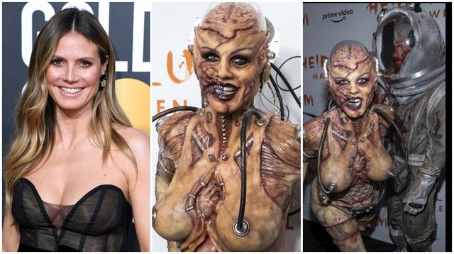 Heidi Klum sorprendió al llegar al 20th Annual Halloween Bash disfrazada de una alienígena, prácticamente desnuda y con el cerebro expuesto. (Foto: Agencia / Instagram)