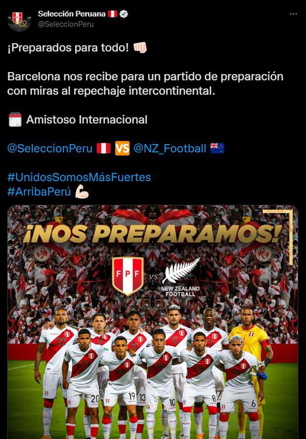 El mensaje de la selección en la víspera del Perú vs. Nueva Zelanda en Barcelona. (Foto: Captura)