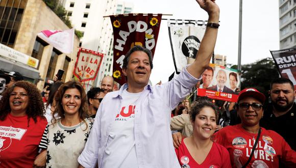 Con 17,6% Fernando Haddad, reemplazo del encarcelado Lula da Silva, se sitúa como el segundo favorito para la primera vuelta electoral en Brasil. (Reuters)