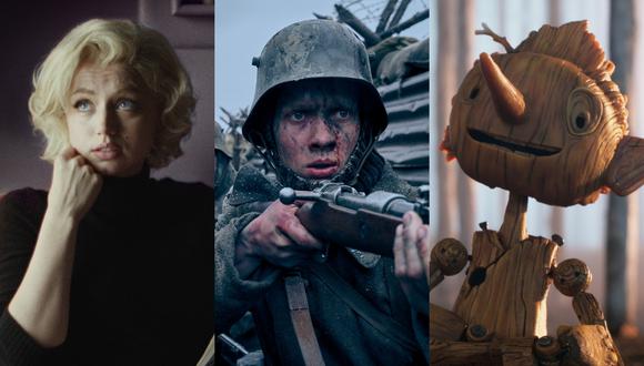 "Blonde", “All Quiet on the Western Front” y “Guillermo del Toro’s Pinocchio” entre las nominadas al Oscar 2023. (Fotos: Netflix)