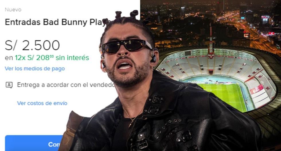 El concierto que Bad Bunny dará en en Lima el próximo 13 de noviembre se ha visto, como es común en los grandes eventos de esta naturaleza, de un gran mercado de reventa de entradas. (Fotos: Ricardo ARDUENGO para AFP/ Grupo El Comercio)