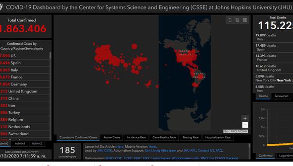 El mapa del coronavirus en el mundo en tiempo real hoy lunes 13 de abril: contagiados y muertos.