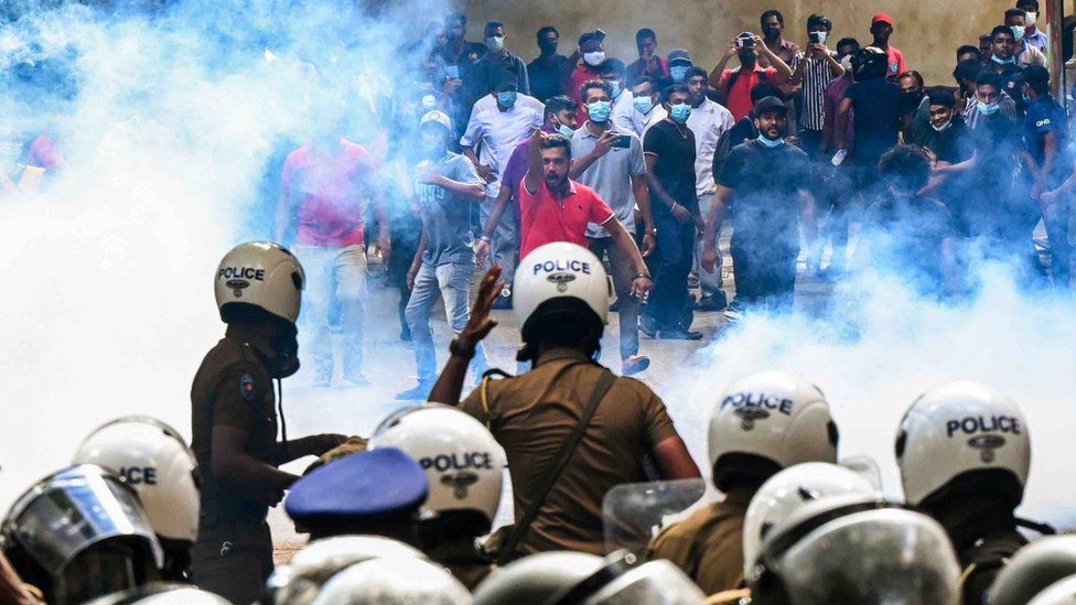 Police use tear gas to disperse students protesting in the Sri Lankan capital Colombo over the country's economic crisis.