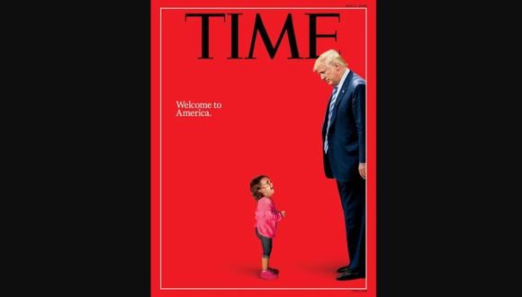 Portada de la revista Time con Donald Trump y la fotografía de una niña hondureña tomada por el ganador del Pulitzer John Moore.
