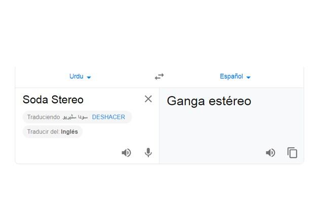 Esto es lo que obtienes al traducir 'Soda Stereo'. (Foto: Captura)