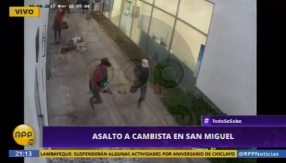 San Miguel: Mira el violento robo de S/135 mil a dos cambistas