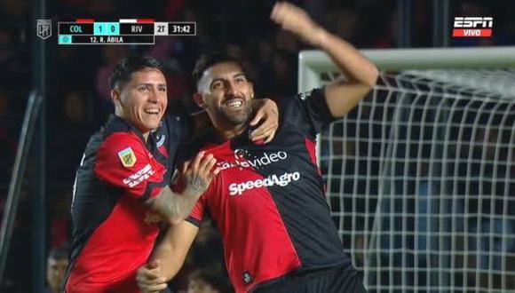 Gol de Ramón Ábila para el 1-0 de Colón vs. River Plate. (Captura: ESPN)