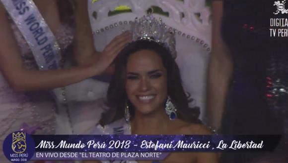 Estefani Mauricci, Miss Perú Mundo 2108. (Foto: Captura de pantalla)