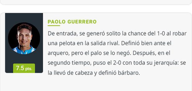 Puntaje de Olé a Paolo Guerrero luego de su debut en Copa Libertadores 2023.