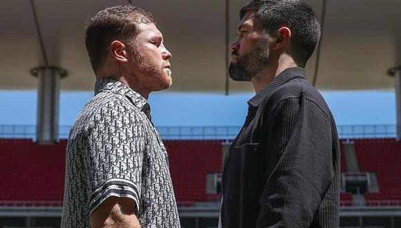 ‘Canelo’ Álvarez y Jhon Ryder se verán las caras en el pesaje antes de la pelea en el Teatro Degollado de Guadalajara.