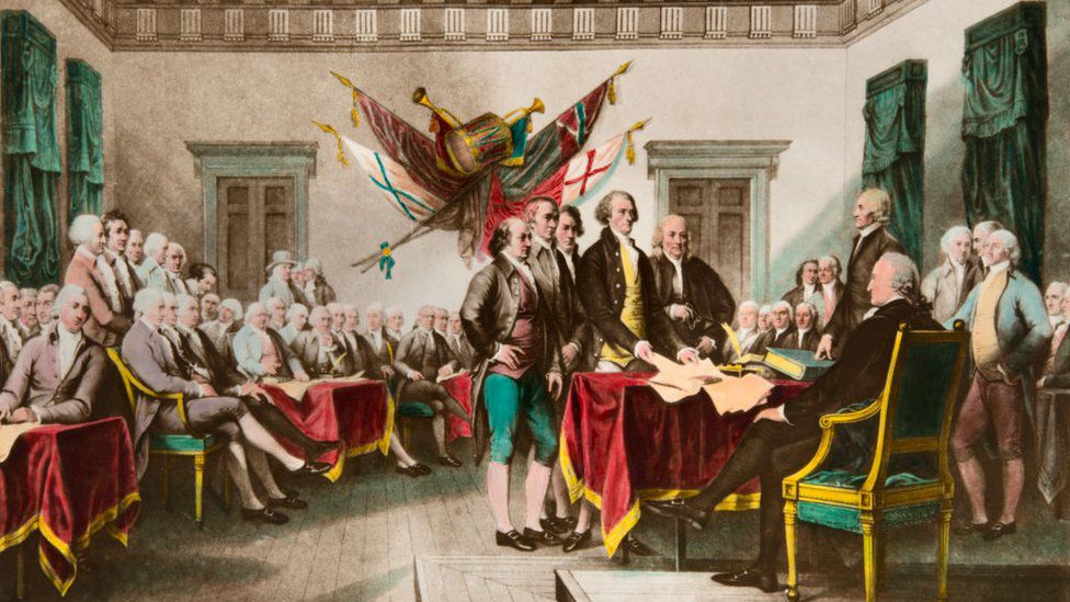 The Declaration of Independence was approved in the Continental Congress of the 13 colonies that Great Britain had in North America.  (GETTY IMAGES).