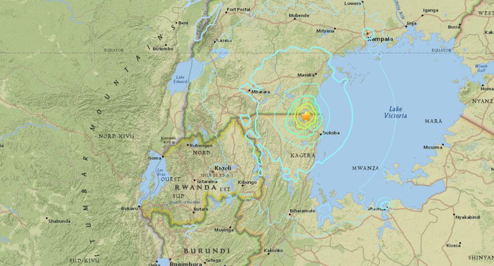 Fuerte sismo en Tanzania. (Foto: USGS)