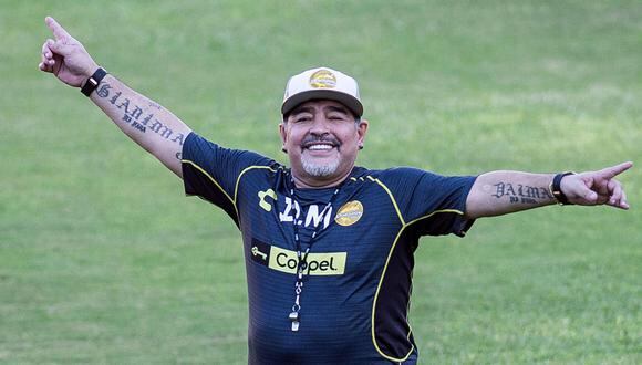 Diego Maradona en una imagen de su etapa como entrenador de Dorados de Sinaloa. Maradona falleció el 25 de noviembre de 2020 | Foto: AFP PHOTO / Pedro PARDO