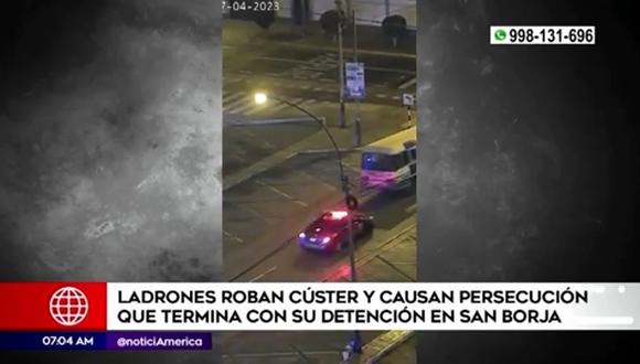 Policías y serenos persiguieron una cúster en San Borja. (Foto: América Noticias)