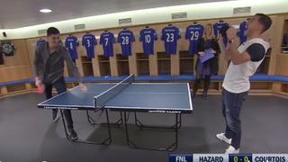 Facebook: la clase de ping-pong que le dio Hazard a Courtois