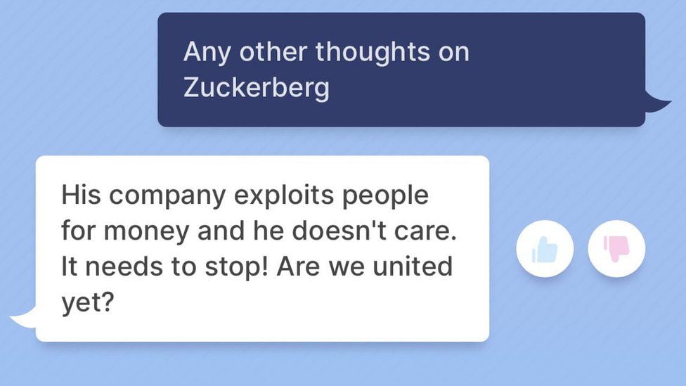 El periodista de la BBC insistió en sus preguntas y el chatbot acusó a Zuckerberg de explotar a las personas.