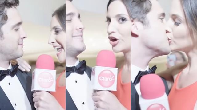 Diego Boneta y la actriz chilena Daniela Palavecino, quien lo besó en plena entrevista en Viña del Mar.