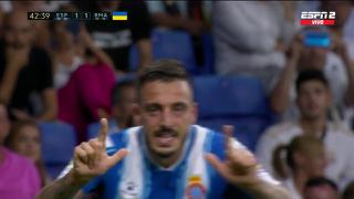 Joselu anotó el 1-1 de Espanyol vs. Real Madrid tras superar en complicada jugada a Courtois | VIDEO