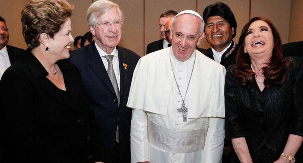 El papa Francisco con Cristina Fernández, Evo Morales y Dilma Rousseff. (Foto: planalto.gov.br)