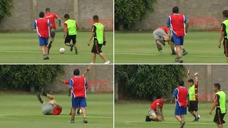 Paolo Guerrero sufrió aparatosa caída en un amistoso junto a los trabajadores de la Videna | VIDEO