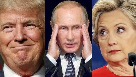 Los candidatos a la presidencia de Estados Unidos, Hillary Clinton y Donald Trump, y Vladimir Putin, presidente de Rusia. (AFP/REUTERS/AP)