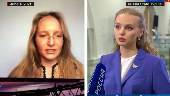Katerina Tikhonova y Mariya Putina, las hijas del presidente de Rusia Vladimir Putin. (Reuters, Russia State TV).