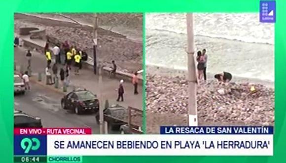 PNP realiza operación en playa La Herradura tras celebrar San Valentín. (Captura: Latina)