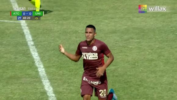 Gol de Alex Valera para el 1-0 del Universitario de Deportes vs. Atlético Grau por la Liga 1. (Foto: Willax TV)