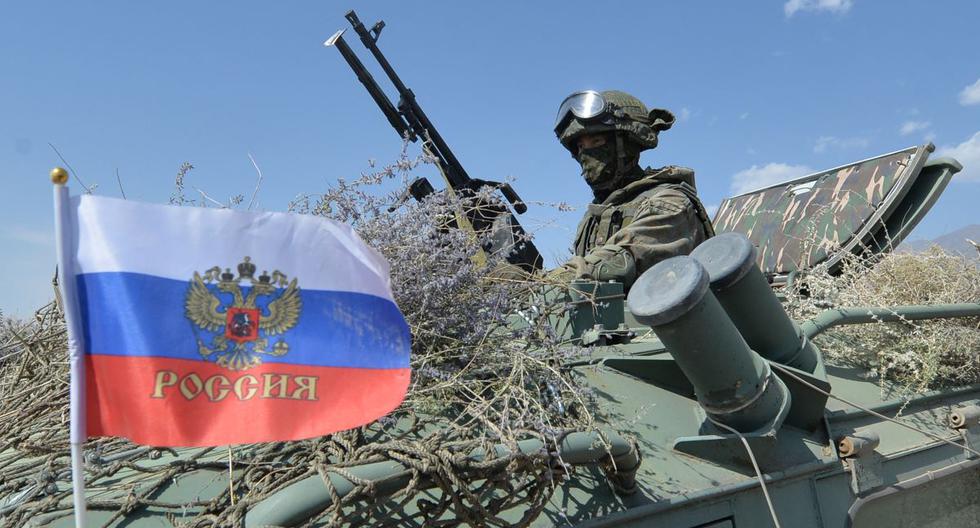 Militares rusos participan en los ejercicios conjuntos "Rubezh-2021" en Balykchi, a unos 200 km de Bishkek, el 9 de septiembre de 2021. (VYACHESLAV OSELEDKO / AFP).