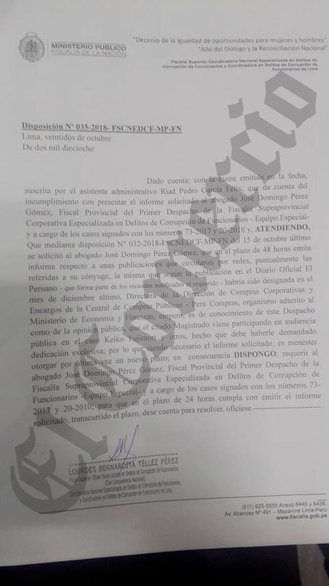 Disposición N° 035-2018- FSCNEDCF-MP-FN,