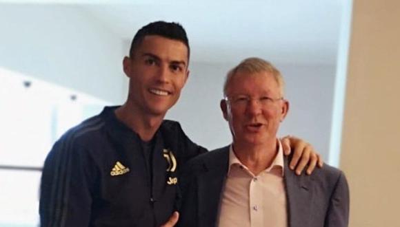 Cristiano Ronaldo se encontró con Sir Alex Ferguson, su mentor, tras el final del duelo entre Juventus y Manchester United, por la fase de grupos de la Champions League. (Foto: Twitter)
