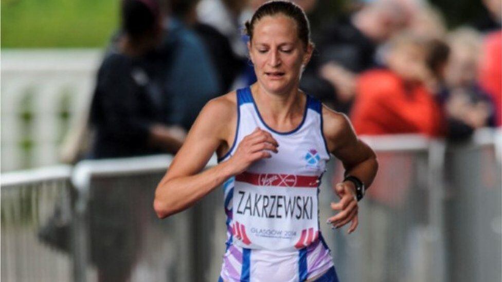 Joasia Zakrzewski placed 14th in the 2014 Commonwealth marathon in Glasgow, Scotland.  (SCOTTISH FEDERATION OF ATHLETICS).