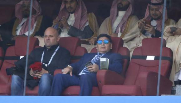 Diego Maradona en el partido inaugural del Mundial Rusia 2018. (Foto: AP)