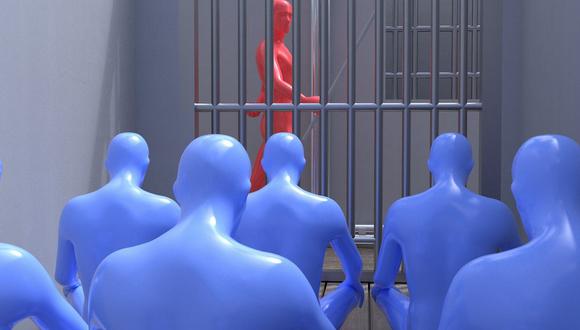 Representación en 3D, proporcionada por el grupo Korea Future, que muestra cómo presuntamente varios reclusos fueron confinados a una celda en una de las prisiones de Corea del Norte. (KOREA FUTURE).